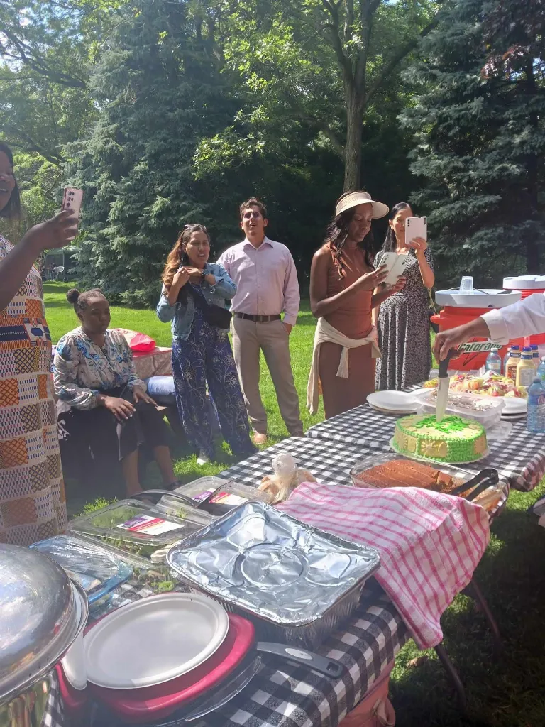 Church picnic: Summer together by the lake.