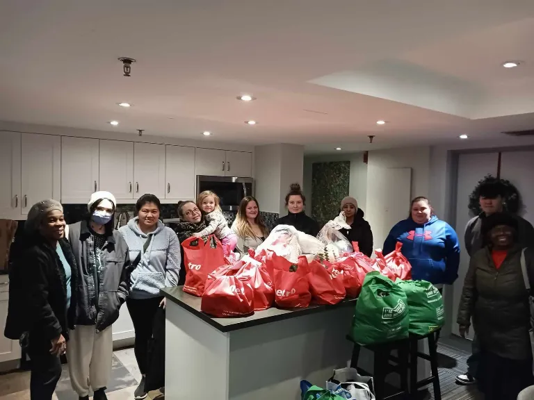 Food hamper outreach: Groceries packed and shared with neighbours.