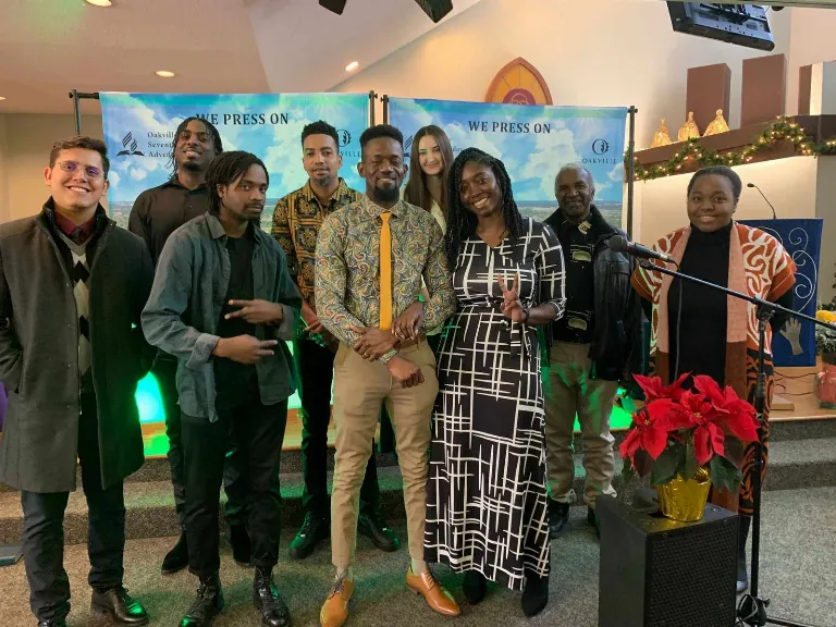 The church family: Dressed for Sabbath in the sanctuary.